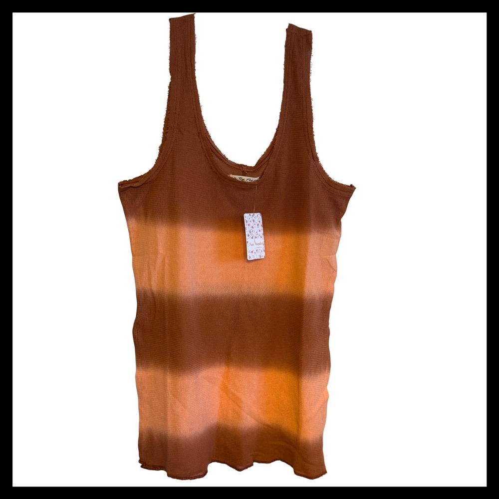 NWT Free People We The Free Ombre Striped Tank Top Orange Brown Size Small